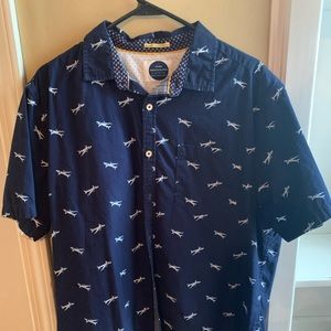 Denim and flowers airplane shirt XL